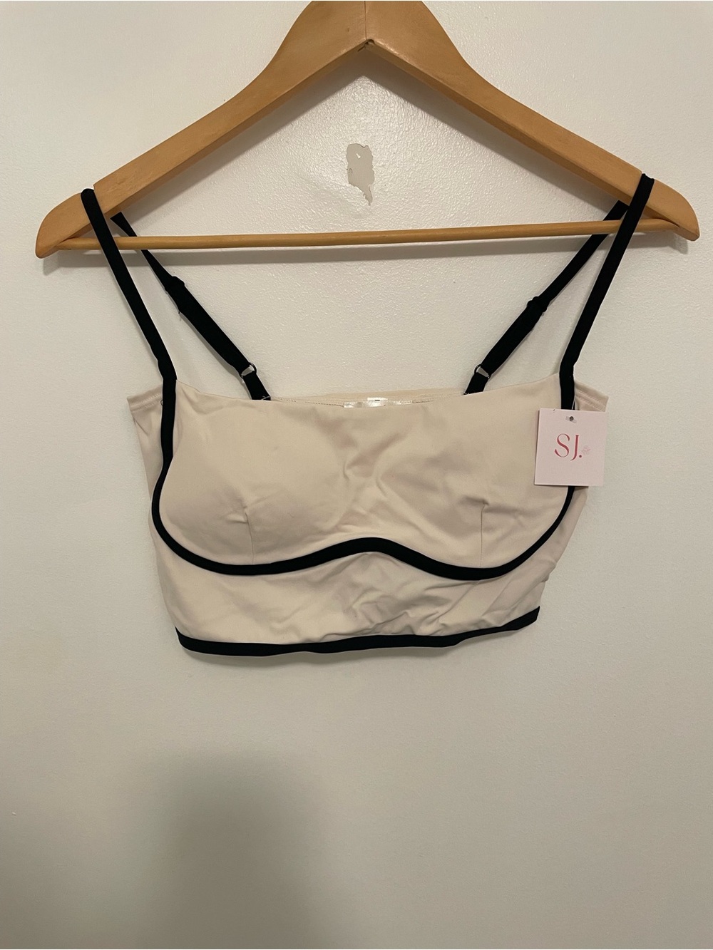 Cream Bralette with Black Contrast Trim